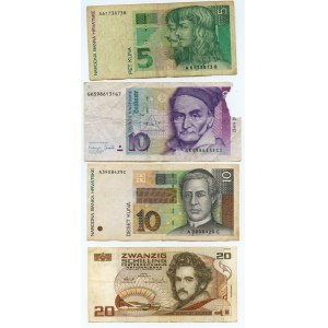 Belgia, Austria, Chorwacja, Niemcy, zestaw 6 sztuk banknotów