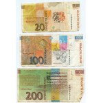 Słowenia, 20, 100, 200, 500 oraz 1000 tolarjev (1992-1997), zestaw 6 sztuk banknotów