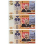 III RP, set 7 banknotów, 20 złotych 2021, Lech Kaczyński, numery PO KOLEI