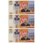 III RP, set 7 banknotów, 20 złotych 2021, Lech Kaczyński, numery PO KOLEI