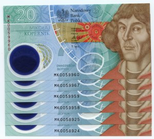 Third Republic, set of 6 banknotes, 20 zloty 2022, Nicolaus Copernicus