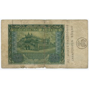 50 złotych 1940, seria C, Okręg Warszawski Dowództwo Zgrup. IV