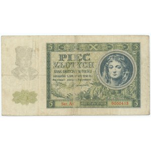 GG, 5 złotych 1941, seria AC, Okręg Warszawski Dowództwo Zgrup. IV