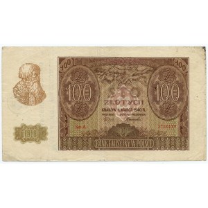 100 złotych 1940, seria A, Okręg Warszawski Dowództwo Zgrup. IV