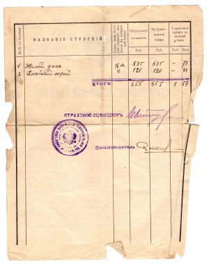 Russian building insurance document, early 20th century