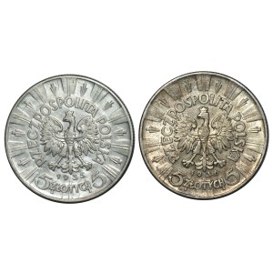 II RP, 5 złotych (1935-1936) Józef Piłsudski, zestaw 2 sztuk