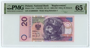 Third Republic, 20 zloty 1994, replacement series ZA0006630, PMG 65 EPQ