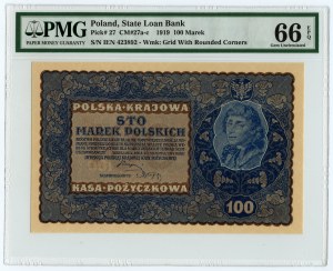 100 Polish marks 1919, IE Series N, PMG 66 EPQ