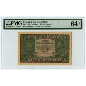 5 marek polskich 1919, II Serja D, PMG 64 EPQ
