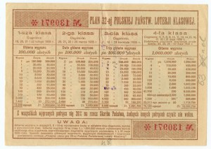 32nd Polish State Class Lottery, 1/4 ticket 1935, class III