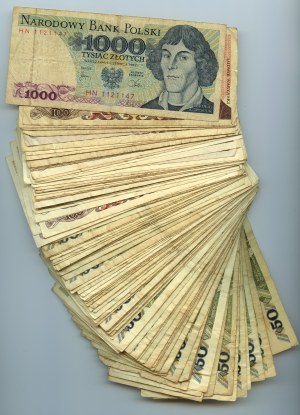 People's Republic of Poland, set of 114 banknotes, 50-1000 zloty 1986-1988