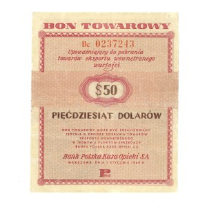 PEWEX - 50 dolarów 1960, seria Bc - Fałszerstwo wykonane na bonie 50 centów 1960