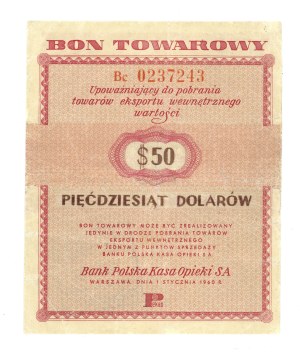 PEWEX - $50 1960, bc series - Forgery made on a 50 cent 1960 voucher