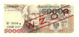 People's Republic of Poland, 50,000 zloty 1993, series A 0000000 - MODEL No 0990*.