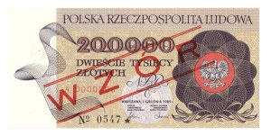 People's Republic of Poland, 200,000 zloty 1989, Series A 0000000 MODEL No 0547*.