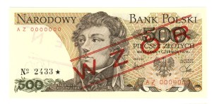 People's Republic of Poland, 500 zloty 1979, AZ 0000000 series - MODEL No 2433*.