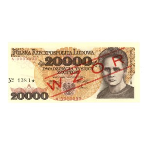 PRL, 20.000 złotych 1989, seria A 0000000 WZÓR No 1383*