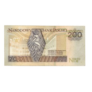 III RP, 200 złotych 1994, DESTRUKT - brak wieńca na awersie między głową Zygmunt I a numeracją