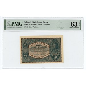 1/2 marki polskiej 1920, PMG 63 EPQ