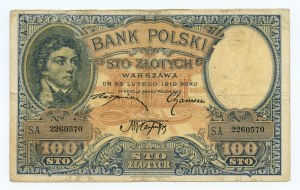 100 zloty 1919 (1924), S.A. series.