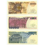PRL, set 7 banknotów, 20-100.000 złotych 1982-1990