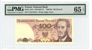 People's Republic of Poland, 100 zloty 1986, TA series, PMG 65 EPQ