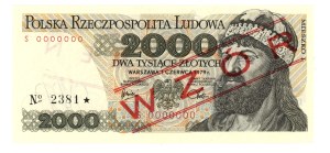 People's Republic of Poland, 2,000 zloty 1979, Series S 0000000, MODEL No 2381*.