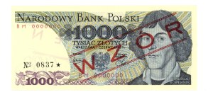People's Republic of Poland, 1,000 zloty 1979, Series BM 0000000, MODEL No 0837*.