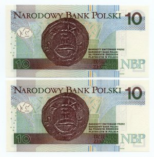 Third Republic, set of 2 banknotes, 10 zloty 2016-2025, CL series