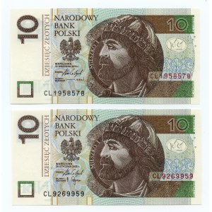 III RP, set 2 banknotów, 10 złotych 2016 oraz 2025, seria CL tzw: PRZEJŚCIOWA