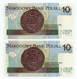 Third Republic, set of 2 banknotes, 10 zloty 2016-2025, CL series