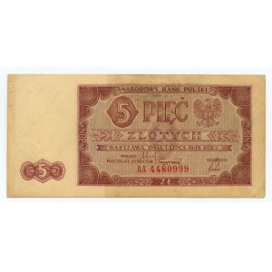 PRL, 5 złotych 1948, seria AA