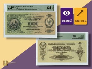10,000,000 Polish marks 1923, series D, PMG 64 EPQ, 2nd MAX NOTA