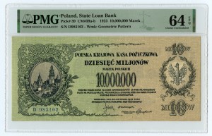 10,000,000 Polish marks 1923, series D, PMG 64 EPQ, 2nd MAX NOTA