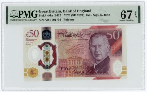 United Kingdom, 50 Pounds 2024 King Charles, low number AJ01 001794