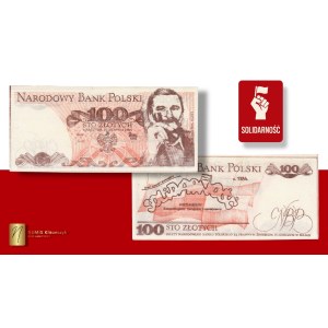 PRL, SOLIDARNOŚĆ, Cegiełka 100 złotych 1984, Wałęsa, Kukla 59 Typ 30