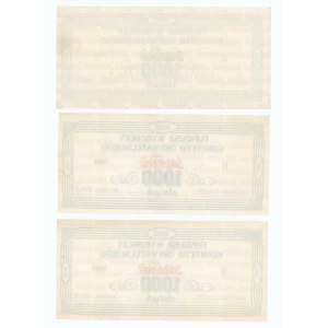 SOLIDARNOŚĆ, Fundusz Wyborczy Komitetu Obywatelskiego, 1.000 złotych 1989, zestaw 3 sztuk