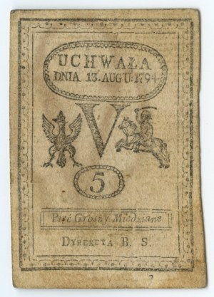 Kosciuszko Insurrection, 5 copper pennies 1794