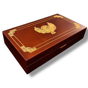 Wooden coin box from the Faberge Egg series