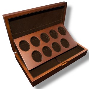 Wooden coin box from the Faberge Egg series