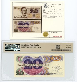 People's Republic of Poland, 20 zloty 1982, H series, PMG 67 EPQ, bill from Lucow collection