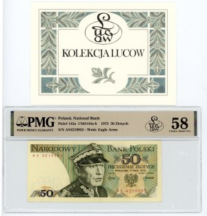 People's Republic of Poland, 50 zloty 1975, AS series, PMG 58, bill from Lucow collection