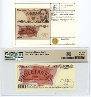 People's Republic of Poland, 100 zloty 1988, RK series, PMG 67 EPQ, bill from Lucow collection