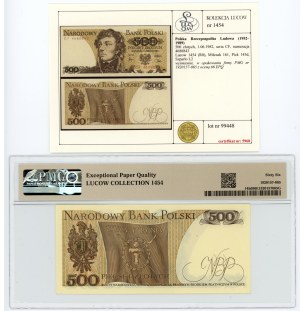 People's Republic of Poland, 500 zloty 1982, CF series, PMG 66 EPQ, bill from Lucow collection