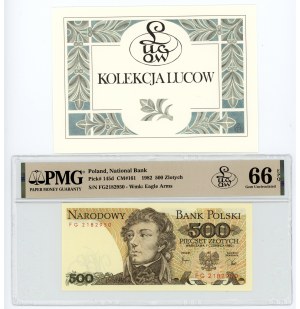 People's Republic of Poland, 500 zloty 1982, series FG, PMG 66 EPQ, bill from Lucow collection