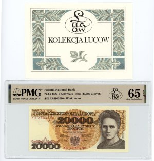 People's Republic of Poland, 20,000 zloty 1989, AR series, PMG 65 EPQ, bill from Lucow collection