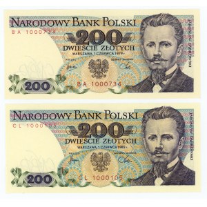 PRL, zestaw 2 x 200 złotych 1979-1982, serie CL, BA