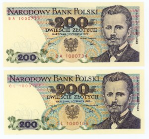 People's Republic of Poland, set of 2 x 200 gold 1979-1982, CL, BA series