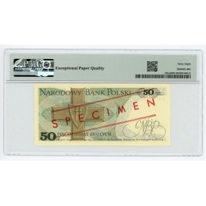 PRL, 50 złotych 1979, seria BW 0000000 - WZÓR/SPECIMEN No 1291*, PMG 68 EPQ, JEDYNY w MAX NOCIE