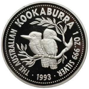 Australia, 1 dolar 1993, Kookaburra, moneta w etui wraz z certyfikatem